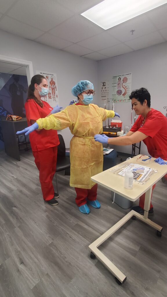 Nurses preparing for clinical training at Chancellor Institute