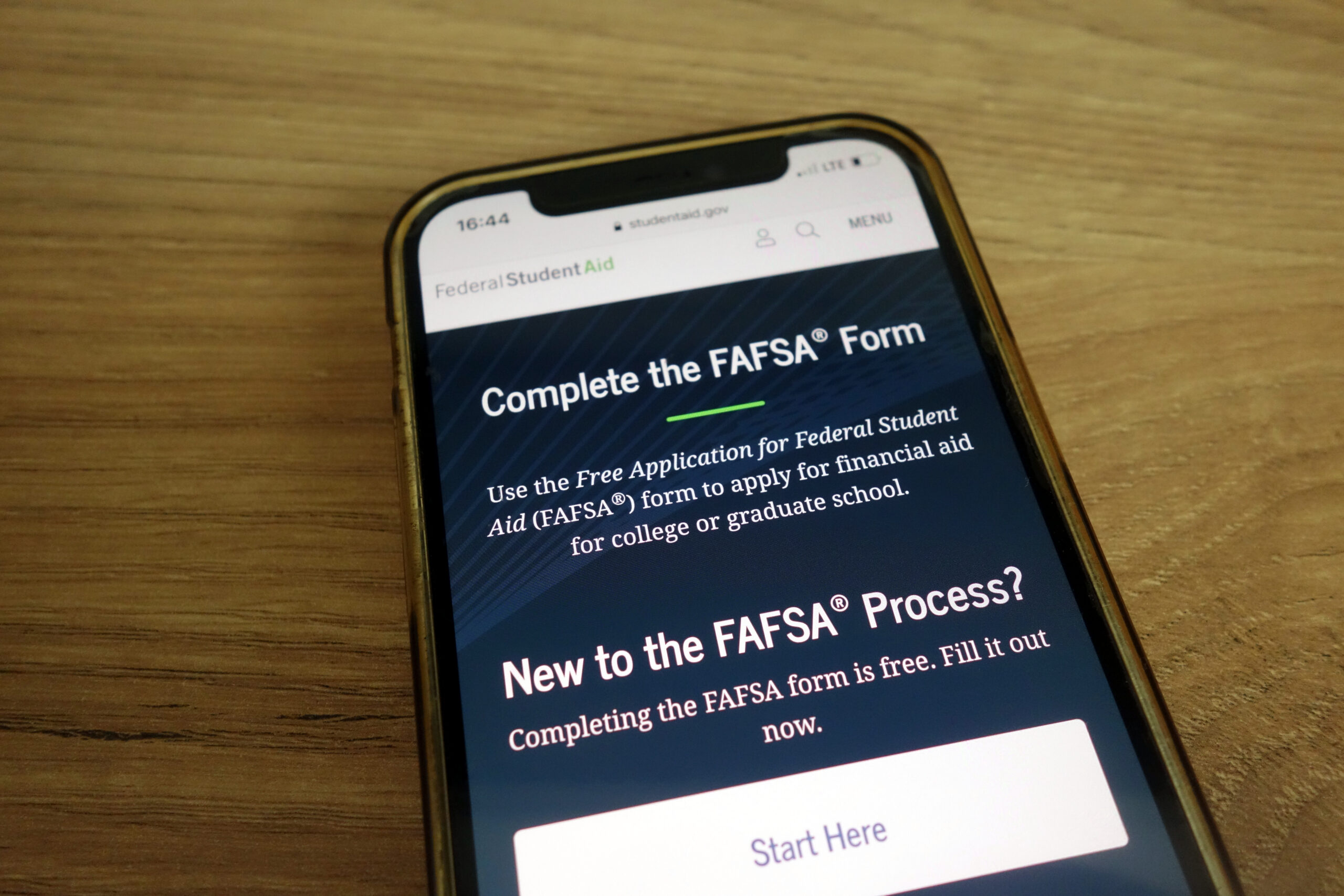 FAFSA form displayed on mobile screen for Chancellor Institute financial aid